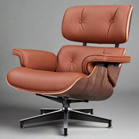 Charles Eames Mid-Century Lounge Chair & Ottoman - Walnut Wood | Chocolate Brown