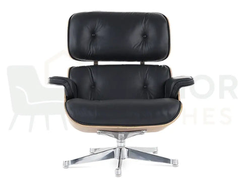 Mirror-finish chrome legs paired with genuine walnut veneer create a sophisticated lounge chair replica designed for luxury interiors, available from Interior Furnishes from £799.