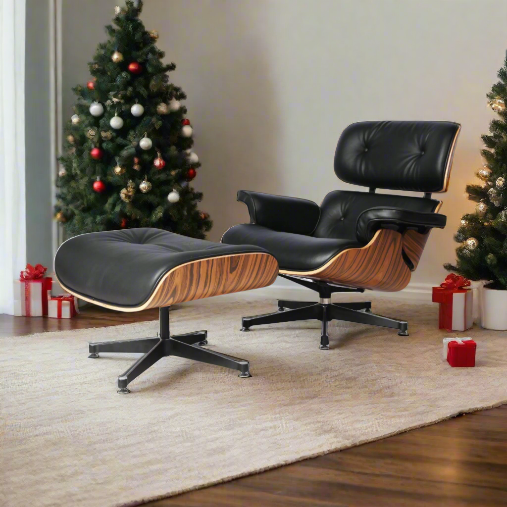 Charles Eames Iconic Lounge Chair & Ottoman - Rose Wood | White